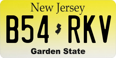 NJ license plate B54RKV