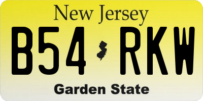NJ license plate B54RKW
