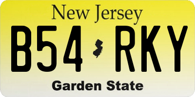 NJ license plate B54RKY