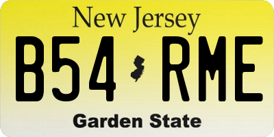 NJ license plate B54RME