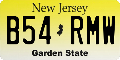 NJ license plate B54RMW