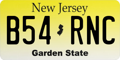 NJ license plate B54RNC