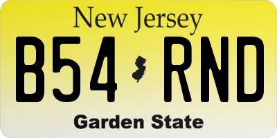 NJ license plate B54RND