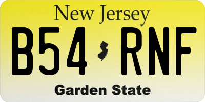 NJ license plate B54RNF