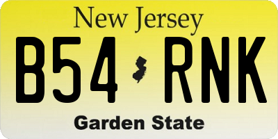 NJ license plate B54RNK