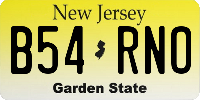 NJ license plate B54RNO