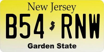 NJ license plate B54RNW