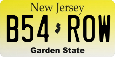 NJ license plate B54ROW