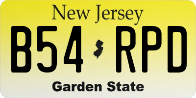 NJ license plate B54RPD