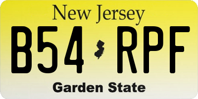 NJ license plate B54RPF