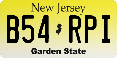 NJ license plate B54RPI