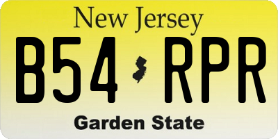 NJ license plate B54RPR