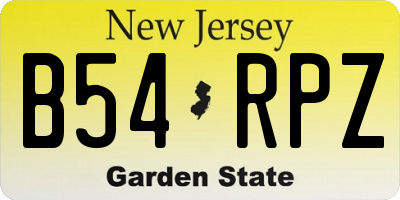 NJ license plate B54RPZ