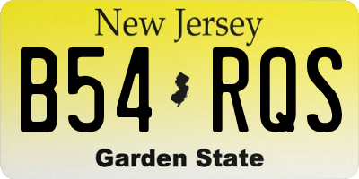 NJ license plate B54RQS