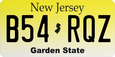 NJ license plate B54RQZ