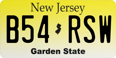 NJ license plate B54RSW