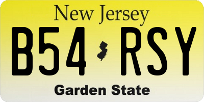 NJ license plate B54RSY