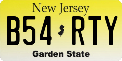 NJ license plate B54RTY