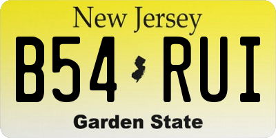NJ license plate B54RUI
