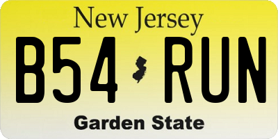 NJ license plate B54RUN