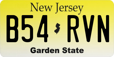 NJ license plate B54RVN