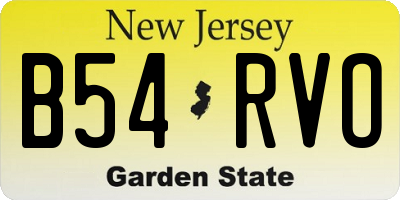 NJ license plate B54RVO