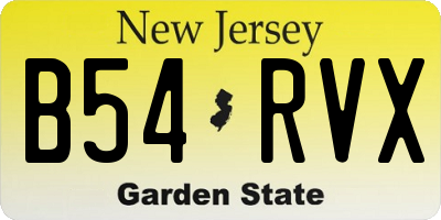 NJ license plate B54RVX