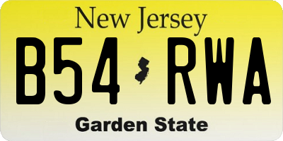 NJ license plate B54RWA