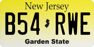 NJ license plate B54RWE