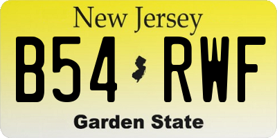 NJ license plate B54RWF