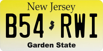 NJ license plate B54RWI