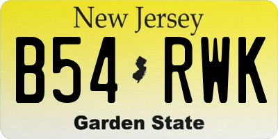 NJ license plate B54RWK