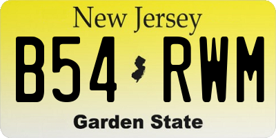 NJ license plate B54RWM