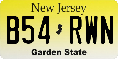 NJ license plate B54RWN
