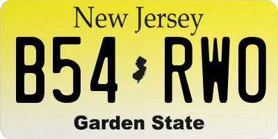 NJ license plate B54RWO