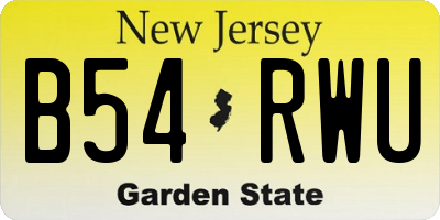 NJ license plate B54RWU