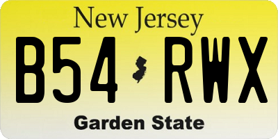 NJ license plate B54RWX