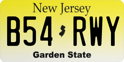 NJ license plate B54RWY