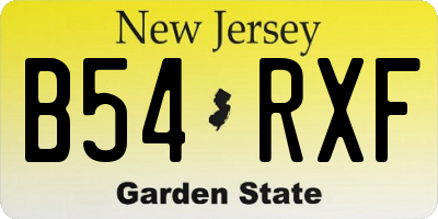 NJ license plate B54RXF