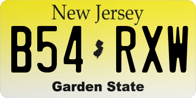 NJ license plate B54RXW