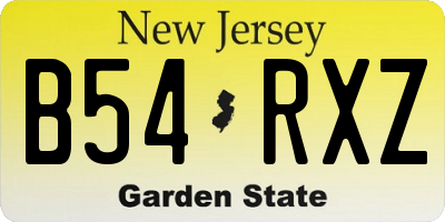 NJ license plate B54RXZ