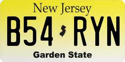 NJ license plate B54RYN
