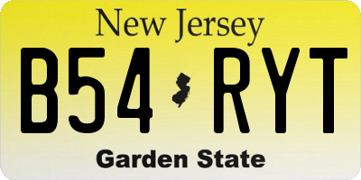 NJ license plate B54RYT
