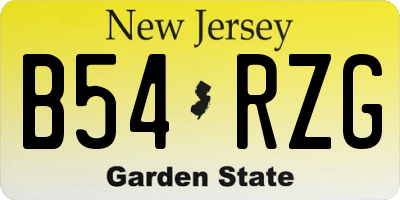 NJ license plate B54RZG