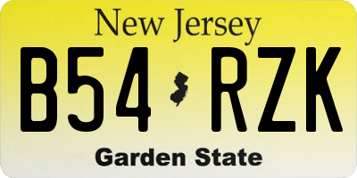 NJ license plate B54RZK