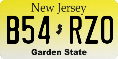 NJ license plate B54RZO