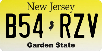 NJ license plate B54RZV