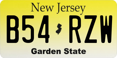 NJ license plate B54RZW