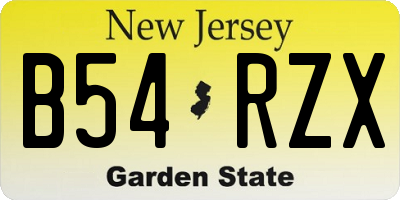NJ license plate B54RZX