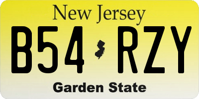 NJ license plate B54RZY